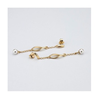 Orecchini placcati oro giallo pendenti con perla e foglia torchon Mod.XOR782D [5f74a6a5]