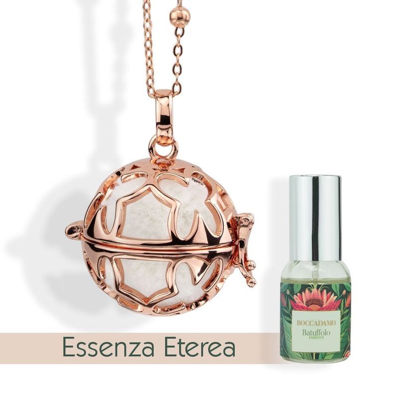 Cofanetto Batuffolo Essence con collana a scrigno apribile placcata oro rosa, decorato con farfalle, 6 batuffoli e 1  [adea1ff9]