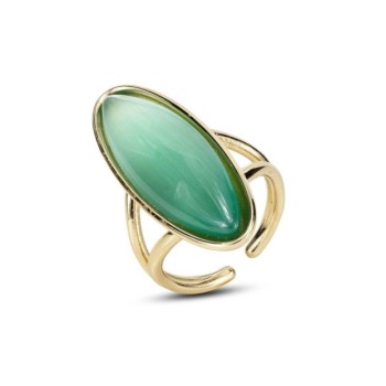 Anello placcato oro giallo con pietra grande verde acqua ovale Mod.XAN232DT [06138882]