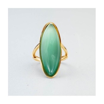 Anello placcato oro giallo con pietra grande verde acqua ovale Mod.XAN232DT [68280a8b]