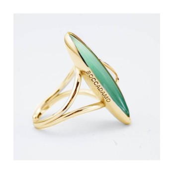 Anello placcato oro giallo con pietra grande verde acqua ovale Mod.XAN232DT [6d784d95]