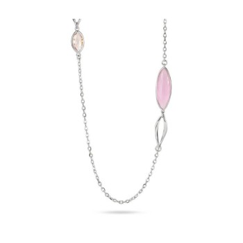 Collana con cristalli peach, rosa e ametista, con profili a forma di foglia con effetto torchon Mod.XGR768 [5b215f30]
