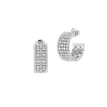 Orecchini a semicerchio con fascia in texture sferica e zirconi  Mod XOR771 [b5081690]