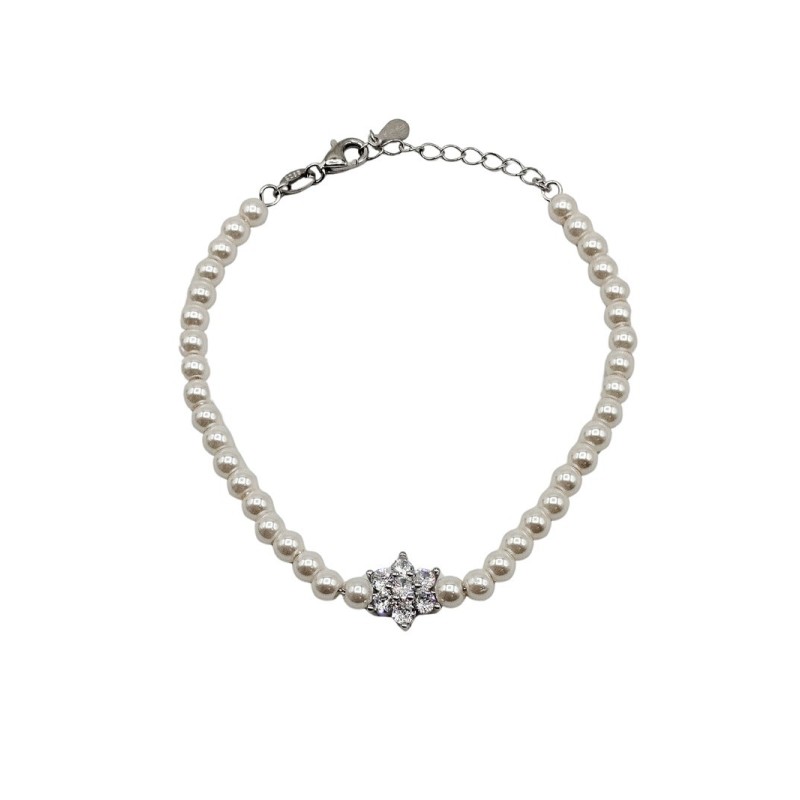 bracciale perle con fiore in argento 925 mod. b0648 [264c9225]