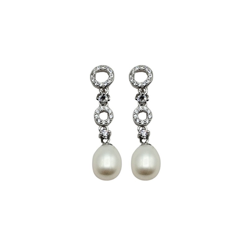 orecchini in argento 925 con perla e zirconi mod. e0899 [46e05a66]