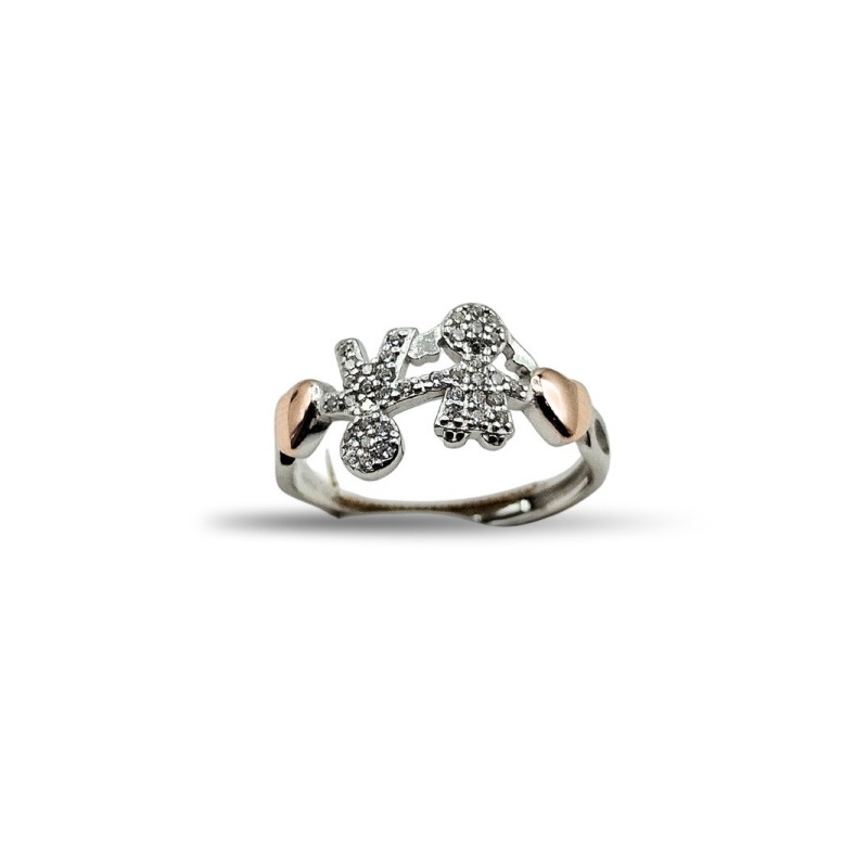 Anello in argento 925  con cuori bimba e bimbo mod. r1243 [a0a490f4]