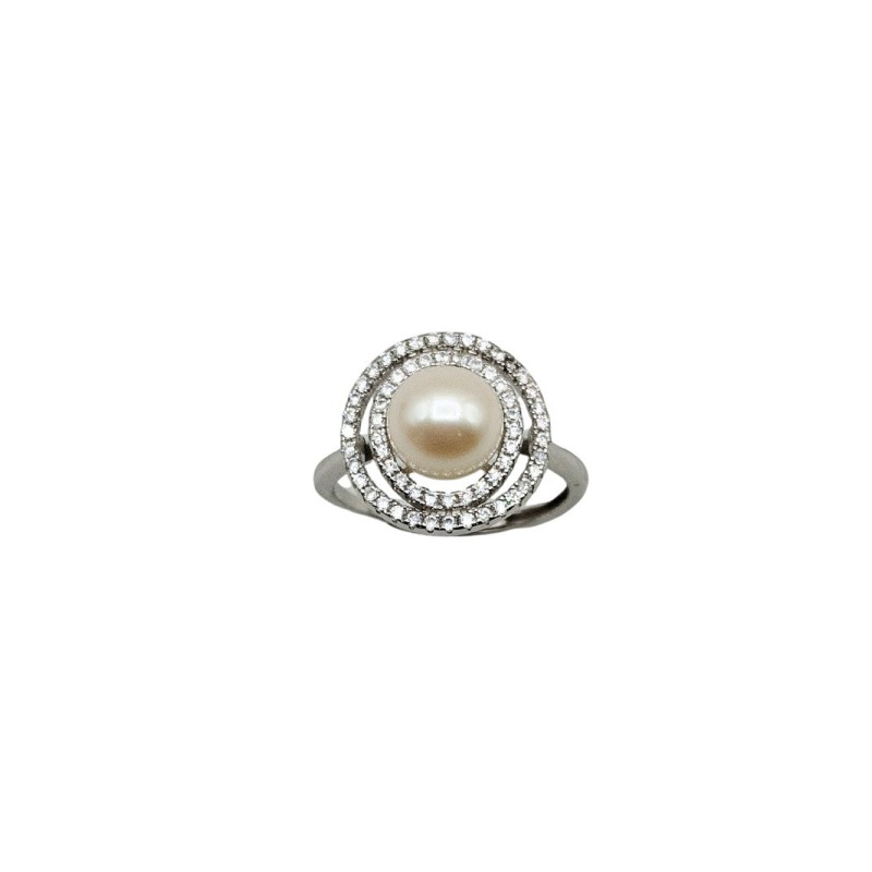anello in argento 925 con perla e zirconi mod. r1745 [bcabba99]