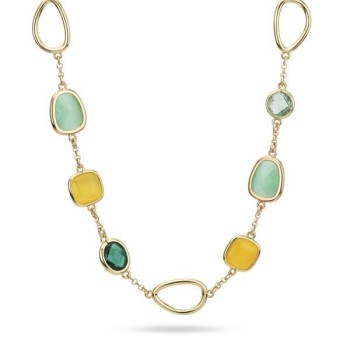Girocollo placcato oro giallo con cristalli di colore smeraldo, verde chiaro, giallo Mod.XGR744D [56725ad9]
