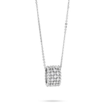Collana girocollo con pendente a cilindro in texture sferica e zirconi incastonati Mod.XGR753 [8402845c]