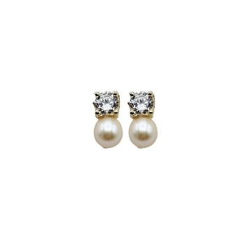 orecchini in argento dorato con zirconi e perle mod. tghea2189 [ac1d591c]