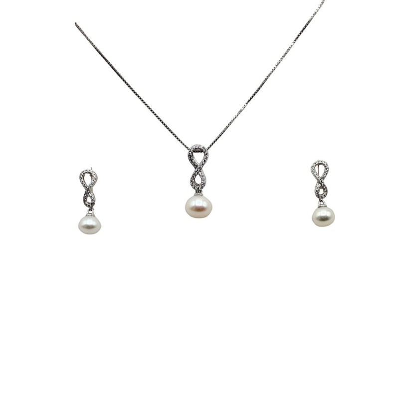parure in argento infinito con perla mod. tghset2005 [83c31b22]
