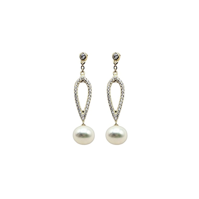 orecchini in argento dorato con zirconi e perle mod. tghea2167 [506e4a2f]