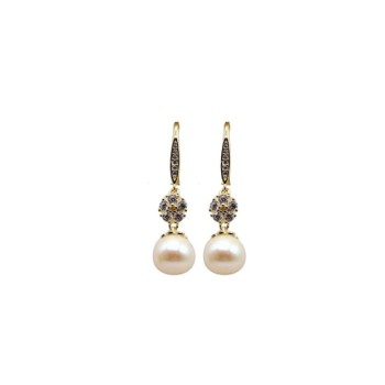 orecchini in argento dorato fiore con perla mod. tghea2175 [e9ad96f0]