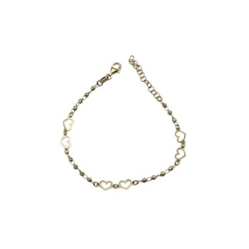 bracciale in argento dorato con cuori mod. ncbr104 [735c0ab1]
