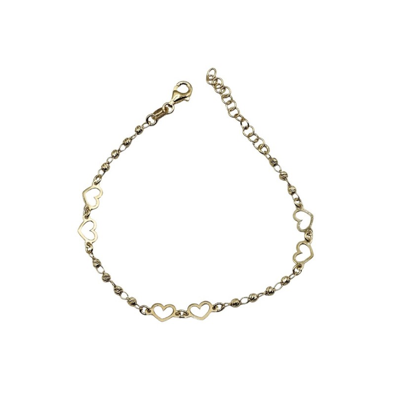 bracciale in argento dorato con cuori mod. ncbr104 [735c0ab1]