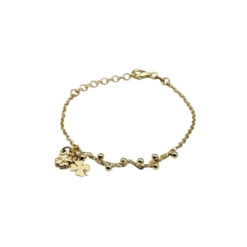 bracciale in argento dorato con charms quadrifogli mod. ncbr106 [7d05bbb2]