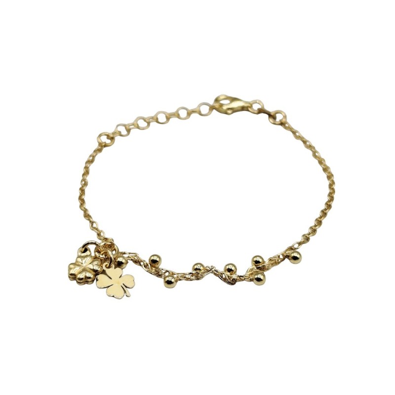 bracciale in argento dorato con charms quadrifogli mod. ncbr106 [7d05bbb2]