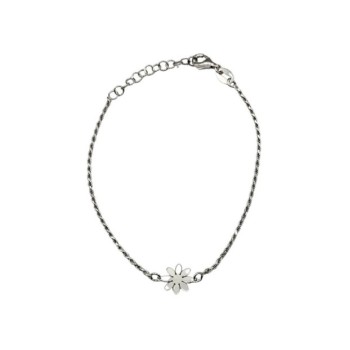 bracciale in argento maglia corda con fiore mod. ncbr845 [7adcc3c4]