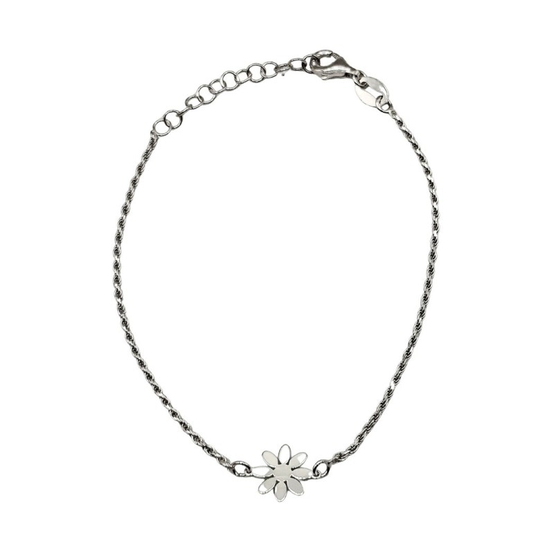 bracciale in argento maglia corda con fiore mod. ncbr845 [7adcc3c4]