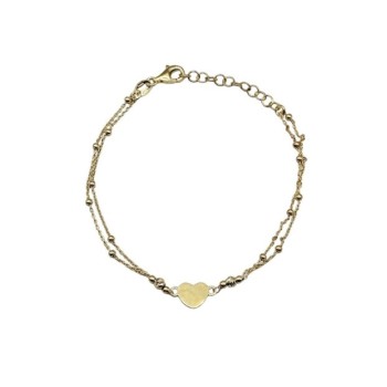 bracciale in argento dorato con cuore centrale mod. ncbr852 [5801a51d]