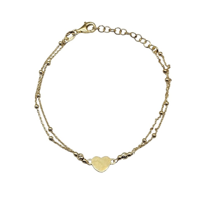 bracciale in argento dorato con cuore centrale mod. ncbr852 [5801a51d]