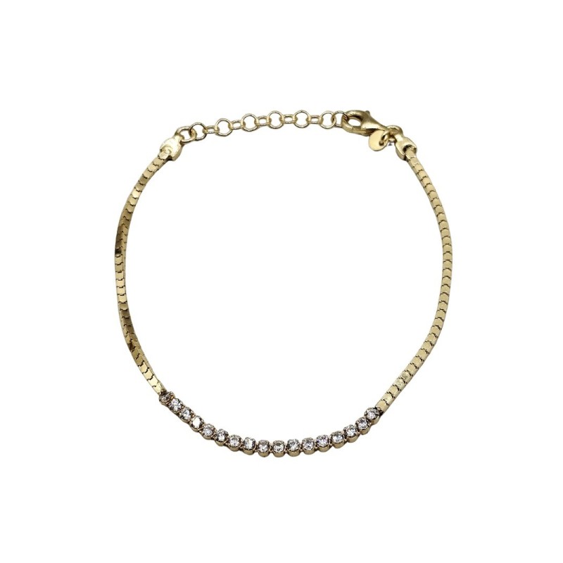 bracciale in argento dorato con centrale tennis mod. ncbr980 [63716b0e]