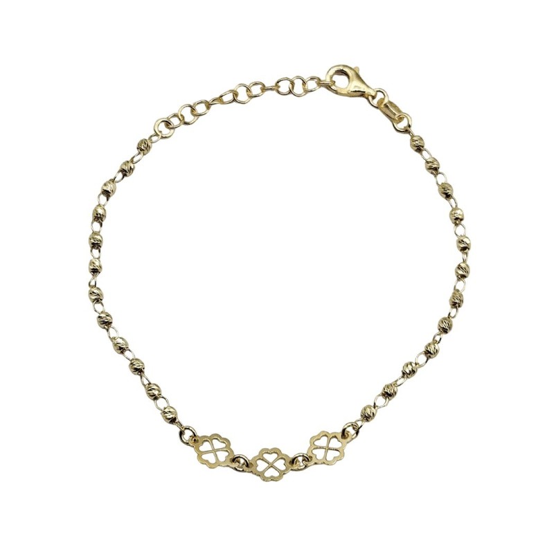 bracciale in argento dorato con quadrifogli mod. ncbr981 [e4ddb30f]