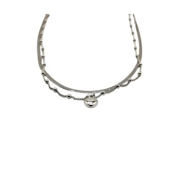 collana fettuccina in argento 2 fili con cuore mod. nccl2225 [5278c38a]