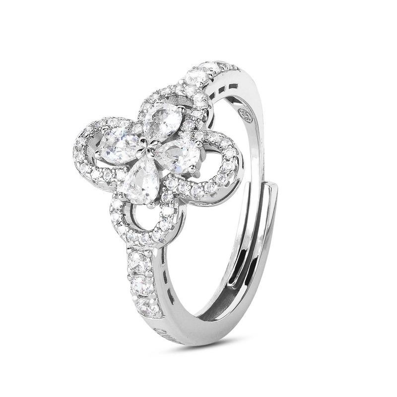 Anello con motivo floreale definito da zirconi e fiore centrale crystal mod. xan224 [b2a66788]