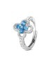 Anello con motivo floreale definito da zirconi e fiore centrale acquamarina mod. xan224a [1efe546b]