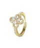 Anello placcato oro giallo con motivo floreale definito da zirconi e fiore centrale crystal mod. xan224d [85e0ee6d]