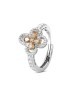 Anello con motivo floreale definito da zirconi e fiore centrale peach mod. xan224t [f5286470]