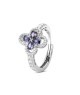 Anello con motivo floreale definito da zirconi e fiore centrale ametista mod. xan224v [fb71d573]