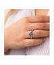 Anello con motivo floreale definito da zirconi e fiore centrale ametista mod. xan224v [2257967e]