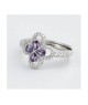 Anello con motivo floreale definito da zirconi e fiore centrale ametista mod. xan224v [954a577a]