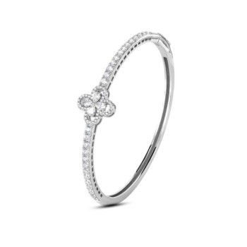 Bracciale rigido con motivo floreale definito da zirconi e fiore centrale crystal mod. xb1048 [0453bff0]