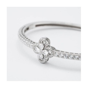 Bracciale rigido con motivo floreale definito da zirconi e fiore centrale crystal mod. xb1048 [6a683df9]