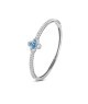 Bracciale rigido con motivo floreale definito da zirconi e fiore centrale acquamarina mod. xb1048a [41b81d75]