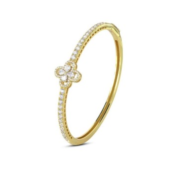 Bracciale rigido placcato oro giallo con motivo floreale definito da zirconi e fiore centrale crystal mod. XB1048D [daa6a773]