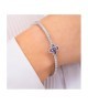 Bracciale rigido con motivo floreale definito da zirconi e fiore centrale ametista mod. xb1048v [7d11df60]