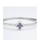 Bracciale rigido con motivo floreale definito da zirconi e fiore centrale ametista mod. xb1048v [ca0c1e64]