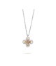 Collana girocollo con quadrifoglio pendente definito da zirconi e fiore centrale peach mod. xgr751t [190b452d]