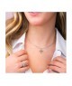 Collana girocollo con quadrifoglio pendente definito da zirconi e fiore centrale peach mod. xgr751t [c02d0620]
