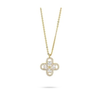Collana girocollo placcata oro giallo con quadrifoglio pendente definito da zirconi mod. xgr752d [0771b850]