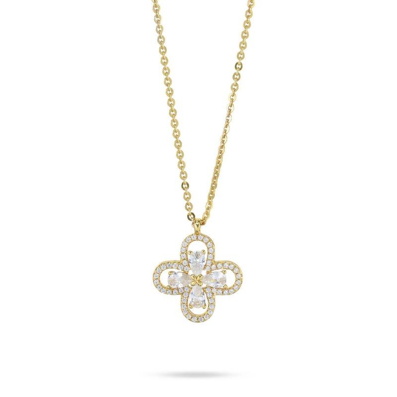 Collana girocollo placcata oro giallo con quadrifoglio pendente definito da zirconi mod. xgr752d [0771b850]
