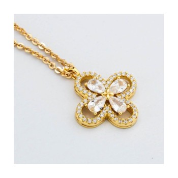 Collana girocollo placcata oro giallo con quadrifoglio pendente definito da zirconi mod. xgr752d [694a3a59]