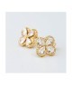 Orecchini placcati oro giallo a lobo con quadrifoglio in pavè di zirconi e fiore crystal al centro mod. xor769d [a4153ccf]