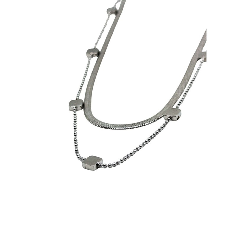 Collana in acciaio 316L  anallergico composta da 2 fili Mod.CLD00053 [8905cf5e]