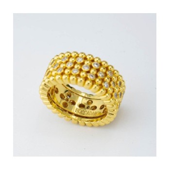Anello placcato oro giallo a fascia larga con texture sferica e zirconi incastonati Mod.XAN226DG [6fcb72b1]