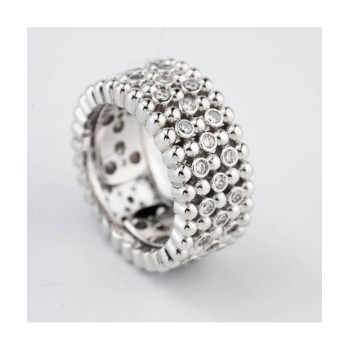 Anello a fascia larga con texture sferica e zirconi incastonati Mod.XAN226G [bb061fda]